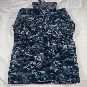 USN U.S. Navy Working Parka With Hood NWU Blue GoreTex Jacket Size Small Regular